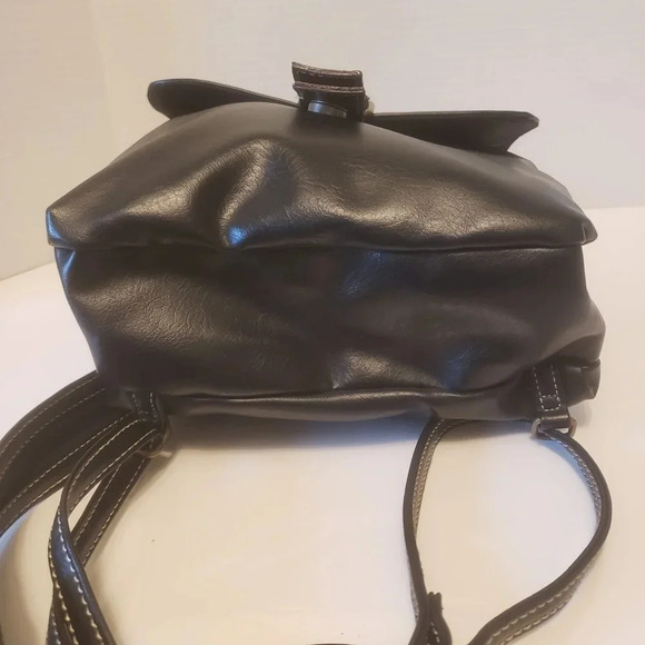 The Stone Black Faux Leather Womans Medium Mini  Backpack . - Picture 9 of 16